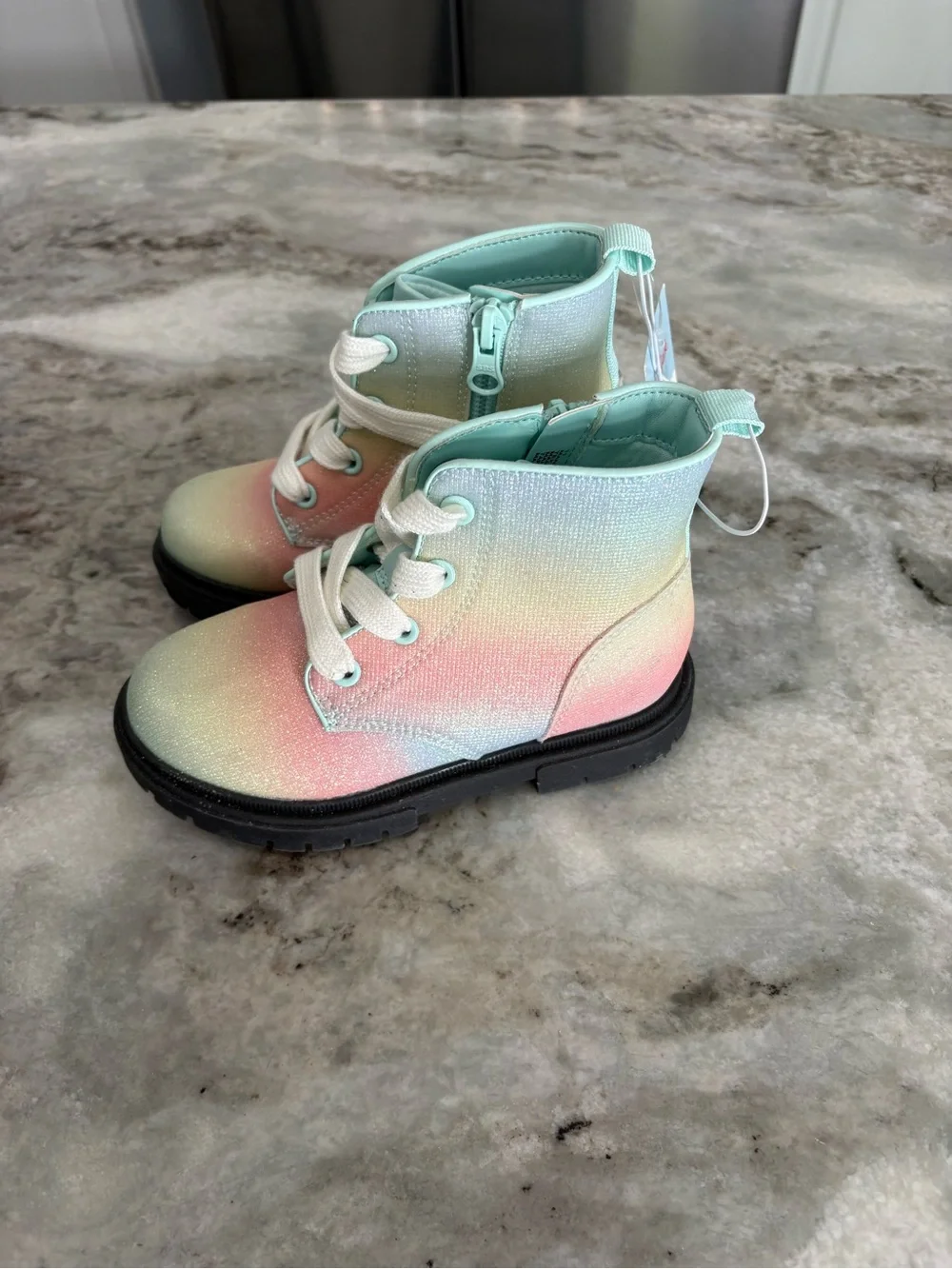 NWT Cat & Jack Toddler Girl Rainbow Gradient Lace-Up Ankle Boots Sz 11